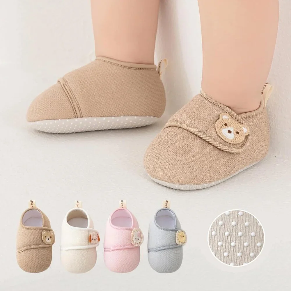 Newborn Infant Boys Girls Khaki Polyester Warm Soft Teady Bear Baby Booties